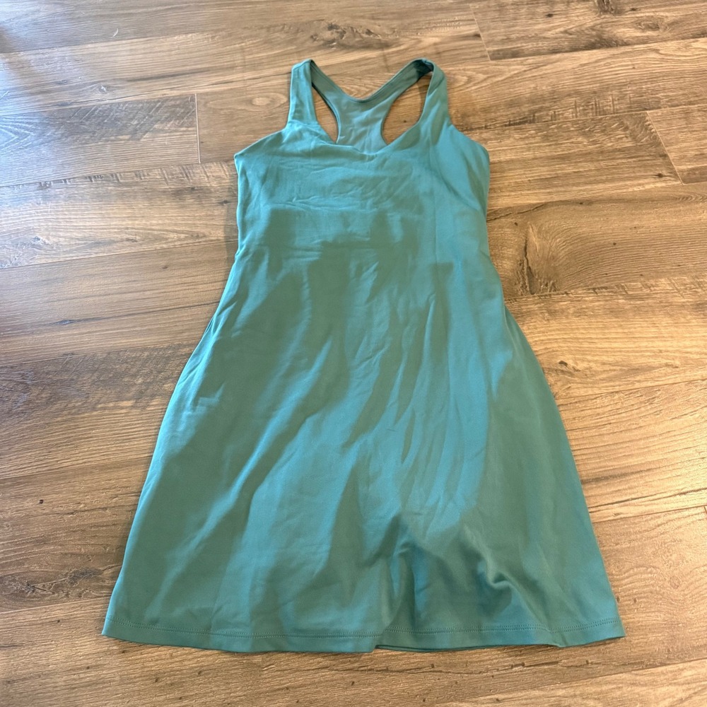 Girlfriend Collective Green Teal Racerback Active Dress Built-in Shorts Small